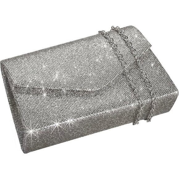 Women Gray Sparkly Rhinestone Clutch - Picture 2 of 8